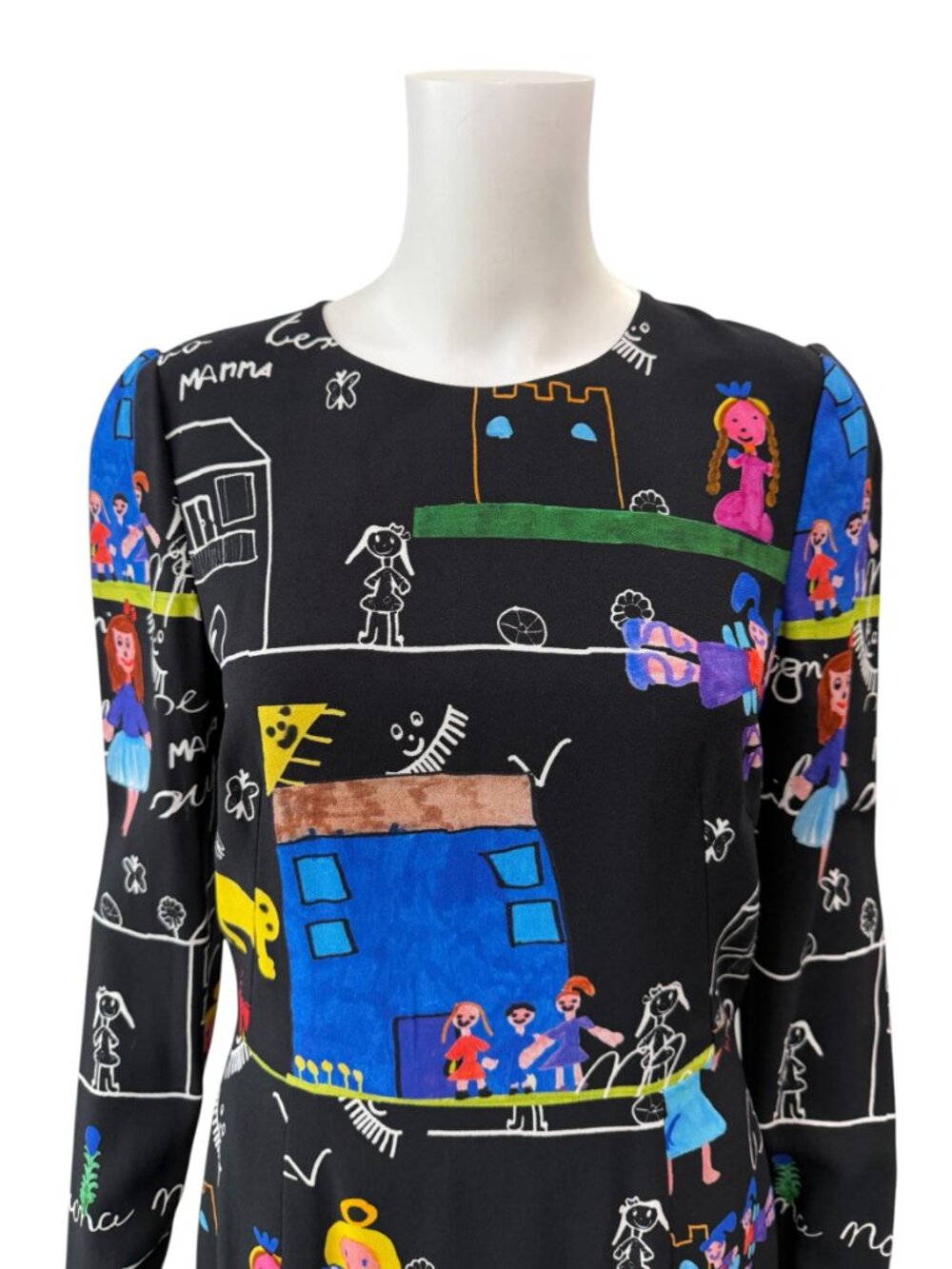 $3995 Dolce & Gabbana 2015 FW RARE Black Multi Viva La Mamma Midi Dress 44/8/M - Picture 3 of 10